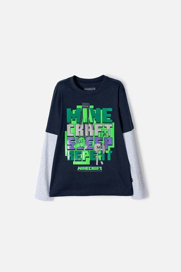 Camiseta de Minecraft manga larga azul para niño 6