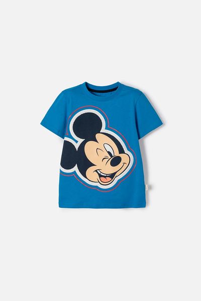 Camiseta de Mickey Mouse manga corta azul para niño 2T a 6T 2T