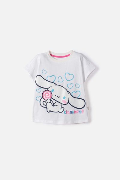Camiseta de Cinnamoroll manga corta blanco para niña 2T a 6T 2T