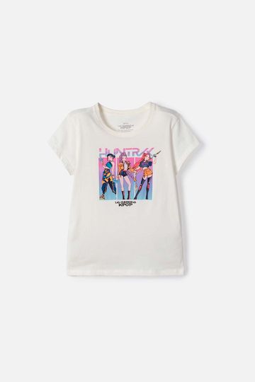 Camiseta de K-Pop Demon Hunters manga corta blanco para niña 14